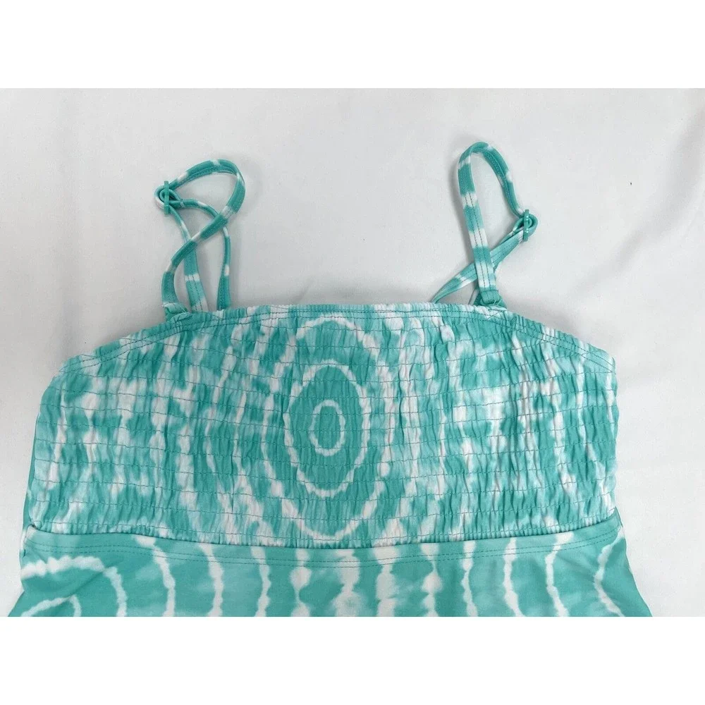 Justice Girl Size 12 Green‎ Swirl Tankini Swim Suit Top